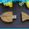 Forma de hoja Wood Custom Logo USB Flash Drive (TW074)